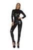 5XL Extra Large Shiny Mirror Fetish Catsuit Bodysuit, Tight Fitting Vinyl Pants with Zipper, Stage Performance Outfit