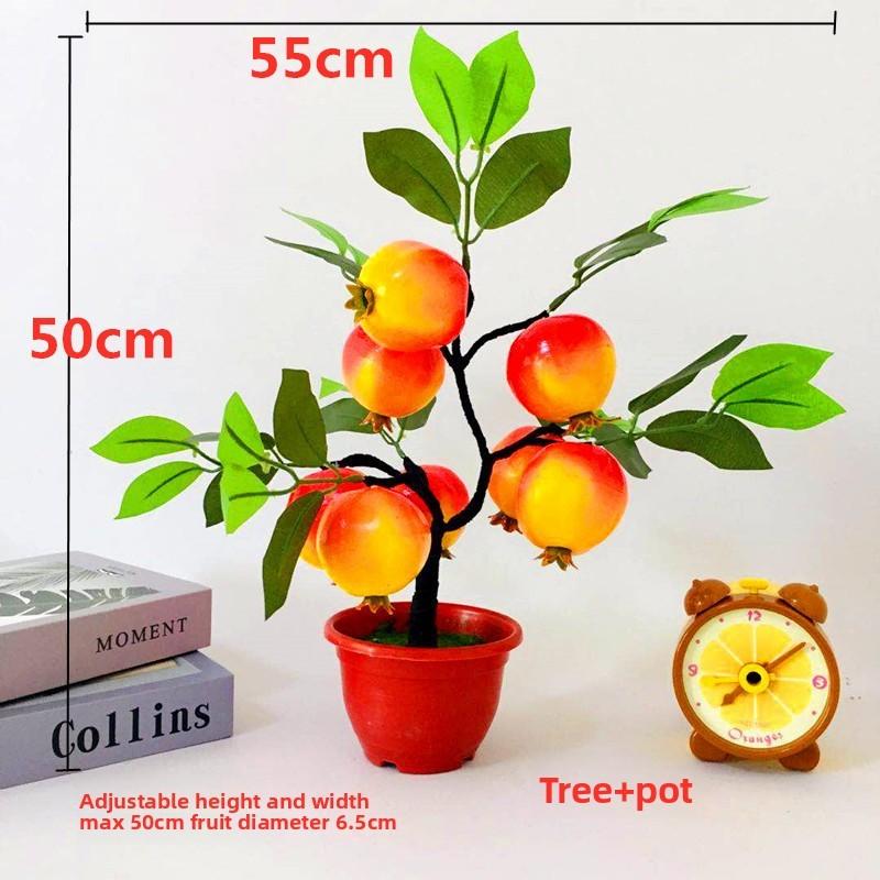 Eight Large Pomegranate Plastic Simulated Fruit Potted Decorations With Pot