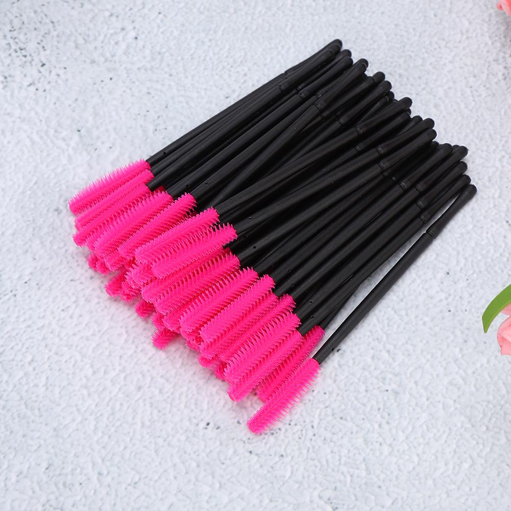 50Pcs Set Disposable Eyelash Brush Makeup Brushes Mascara Applicator Beauty ToolRose Red