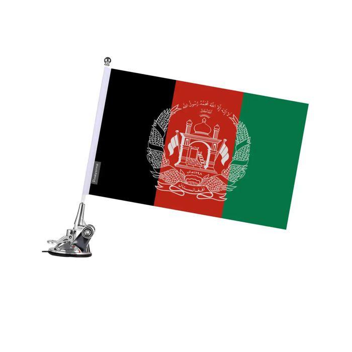 Drapeau - Afghanistan - 27 X 35 Cm - Mât À Ventouse - Polyester - Impression Recto/verso