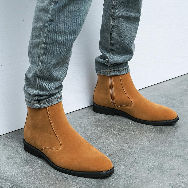 Golden Sapling Winter Suede Leather Chelsea Boots for Men Retro Classics Western Cowboy Boots Casual Shoes Man Big Size 38-46