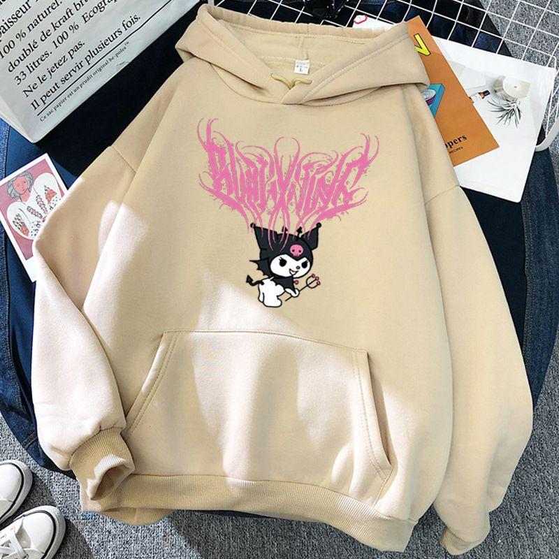 Stilvoller Kawaii Kuromi Hoodie mit Grunge Gothic Design und Cartoon-Print