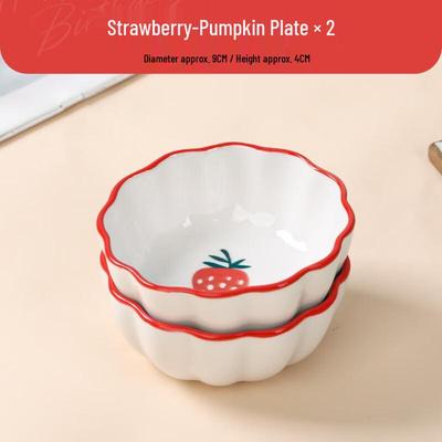 Mignonnes coupelles à trempette en céramique fraise citrouille, lot de 2
