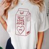Summer Printed Simple Casual T-Shirt Milk Carton Pattern New Women's Round Neck Basic Short Sleeved Cartoon Printed Women's T-Sh