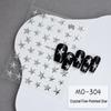 Alien Crystal Rhinestone Nail Stickers: Gold, Silver & Black Stars with Irregular Pentagram Decals