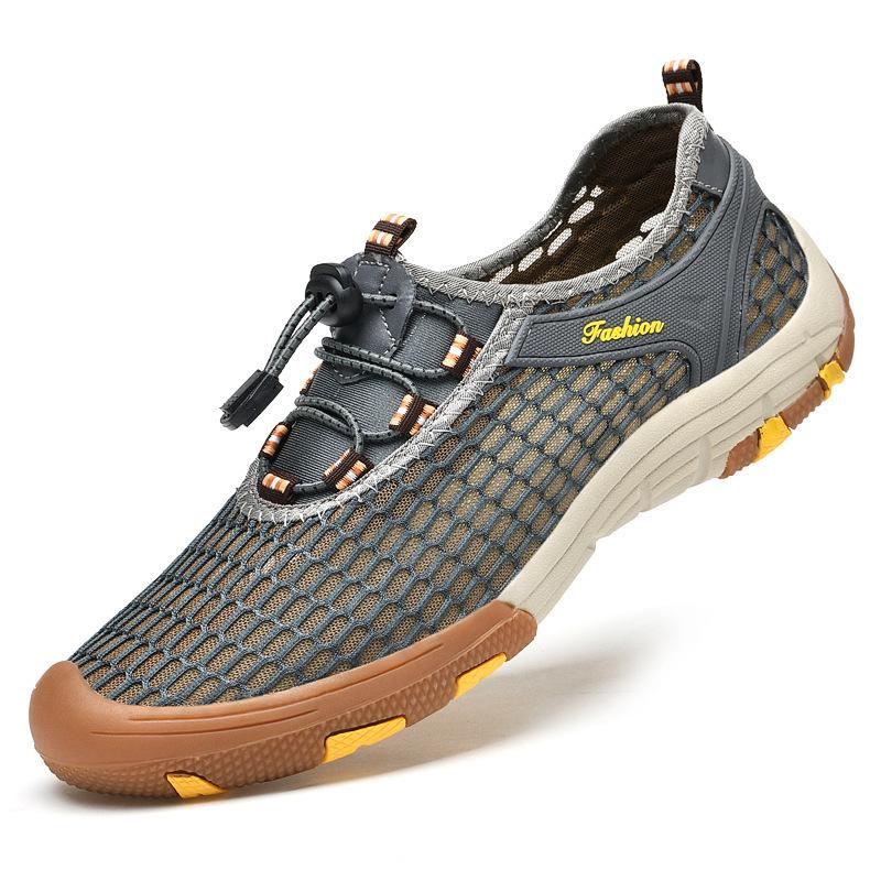 

Новые сетчатые дышащие кроссовки из свиной кожи для спорта на открытом воздухе, повседневные мужские модные тонкие легкие сетчатые туфли 46