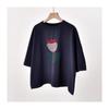 DIMANAF 2025 Summer Cotton T-shirt Women Printing Embroidery Asymmetrical Short Sleeve Loose