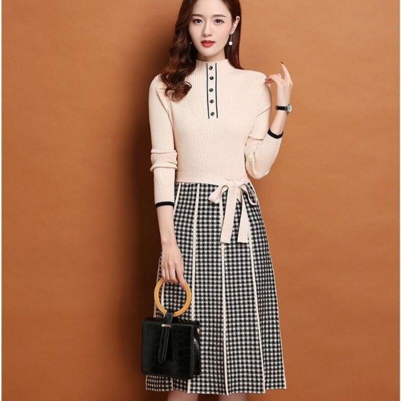 

Вязаный пуловер длиной до колена, женский свитер средней длины, осенне-зимний повседневный свитер с длинными рукавами, пуловер