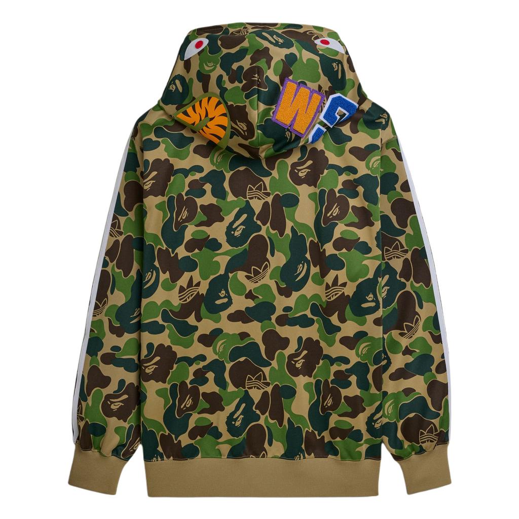 adidas X BAPE Shark Track Hoodie Jacket Crew Green Unisex Outerwear KF4916
