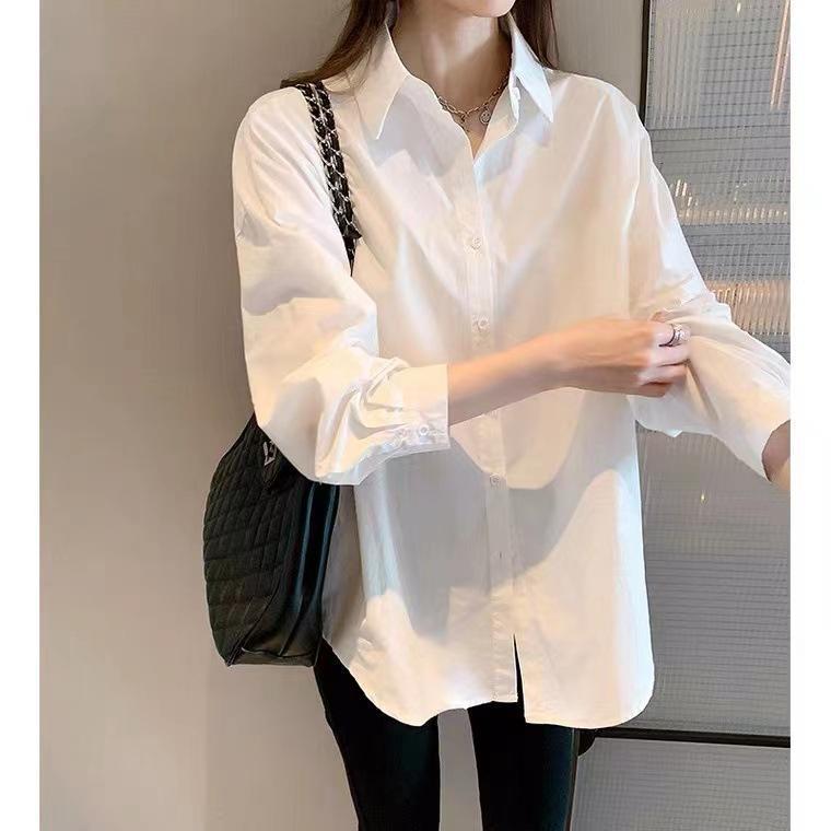 Stylish Women's Pure Cotton White Shirt for Spring/Autumn
