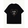 Cotton T Shirt White Heart Dots Print With Text For Casual Wear