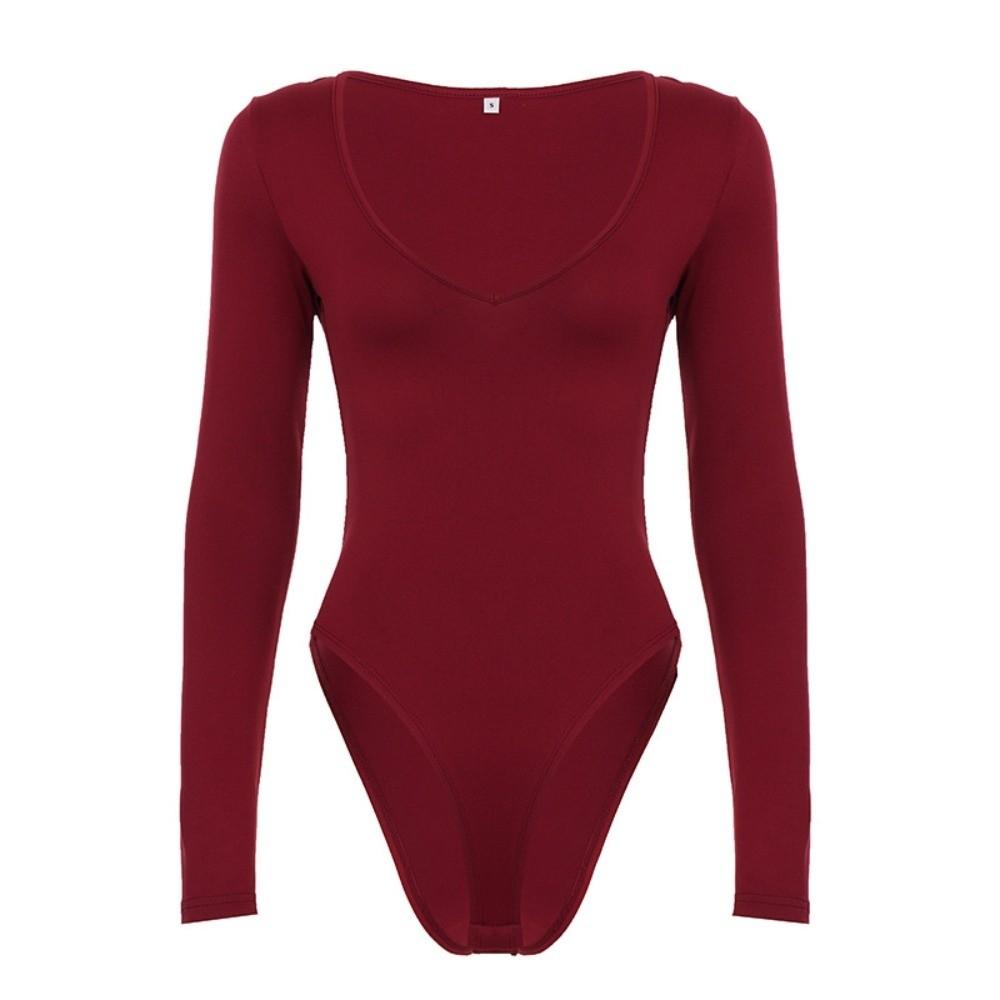 V Neck Slim Crop Tops Sweet Skinny Bodysuit Chic Bottoming Top  Streetwear