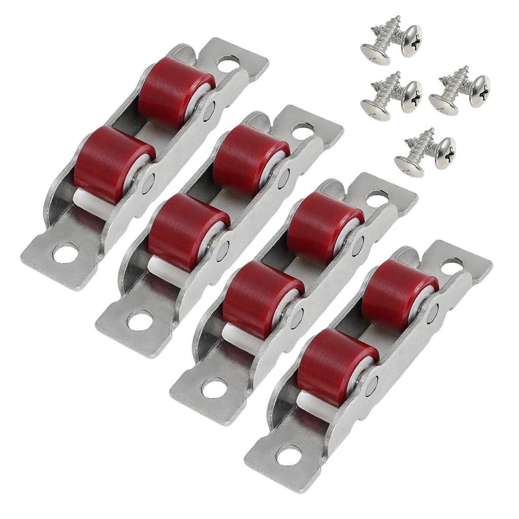 4Pcs Home Garden Door Sliding Roller Double Wheel Glass Door Sliding Rollers Push Pull Window Pulley Door Hardware