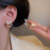 White Acrylic Butterfly Charms Stud Earrings for Women Imitation Pearl Crystal Round Circle Earrings Geometry Jewelry