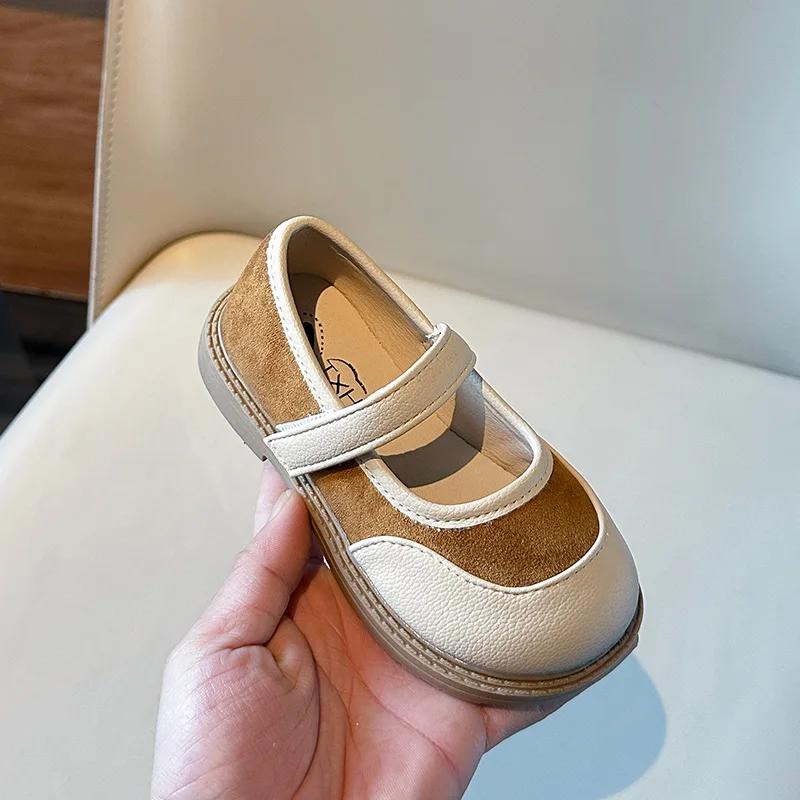 Girls' leather shoes, princess shoes, spring 2024 black soft soled girls' single shoes, children's small leather shoes