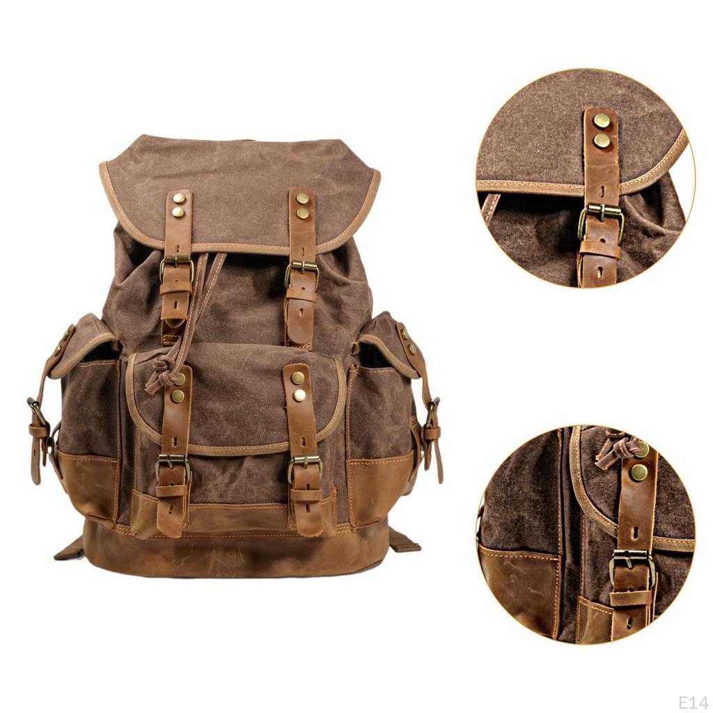 Canvas Backpack Casual Daypack Outdoor Portable Men Women Hiking Travel Rucksack Knapsack for