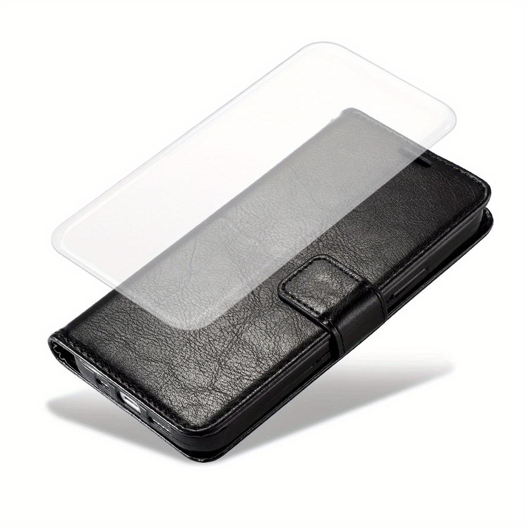 Flip PU Wallet Leather Case + Tempered Glass Screen Protector for Samsung Galaxy S25 Edge S24 Plus S23 Ultra S22 S21 S20 FE Card Holder & Kickstand