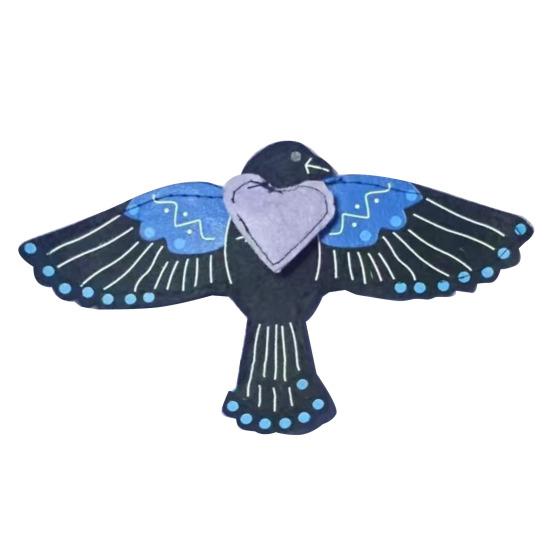 Raven Sewing Bag Guardian of Stitches Handmade Felt Crow Sewing Pouch Sewing Accessories Organizer Gift for Craft Lovers Mom Women