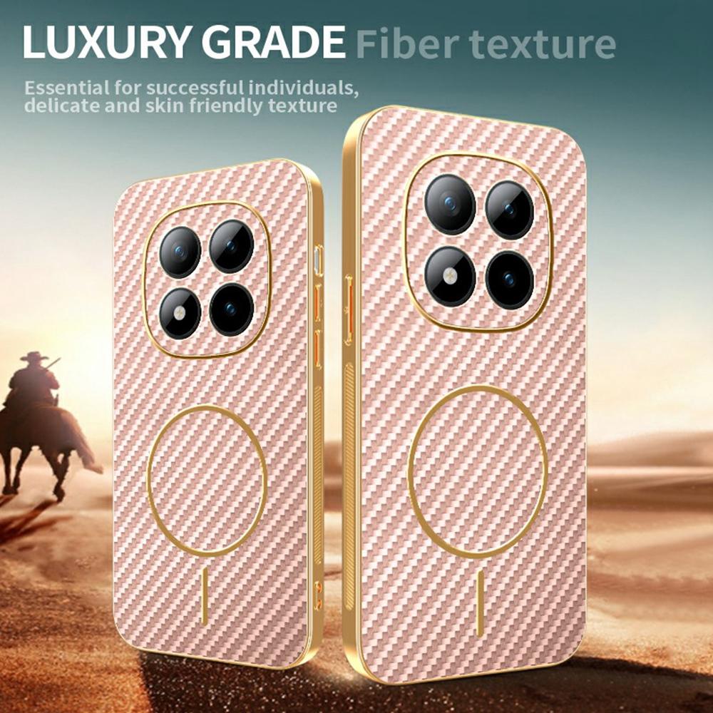 For Xiaomi Redmi Note 15 Pro+ 5G Phone Case Carbon Fiber Textured Electroplated TPU Back Cover