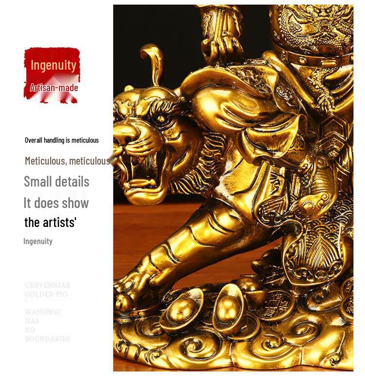 Zhao Gongming God of Wealth Statue Riding Tiger - Protector of Home & Office, Attracts Wealth, Ideal for Worship & Display in Living Room or Shop.