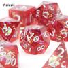 7 Pcs Red Resin White Number Sharp Edge Dice Polyhedral Dice Suitable For Role-Playing Dice PropBoard Game