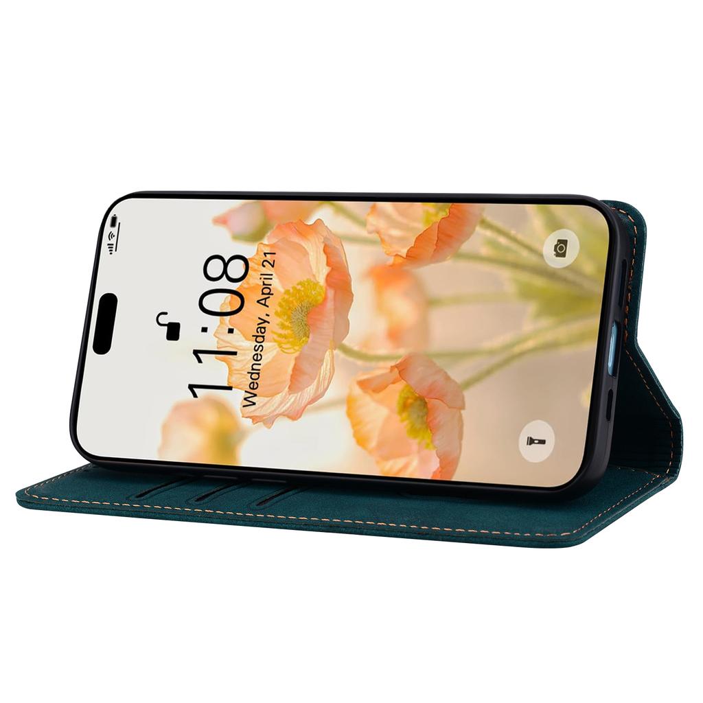 For iPhone 17 Air Case Lines Pattern Wallet Leather Phone Cover with Strap