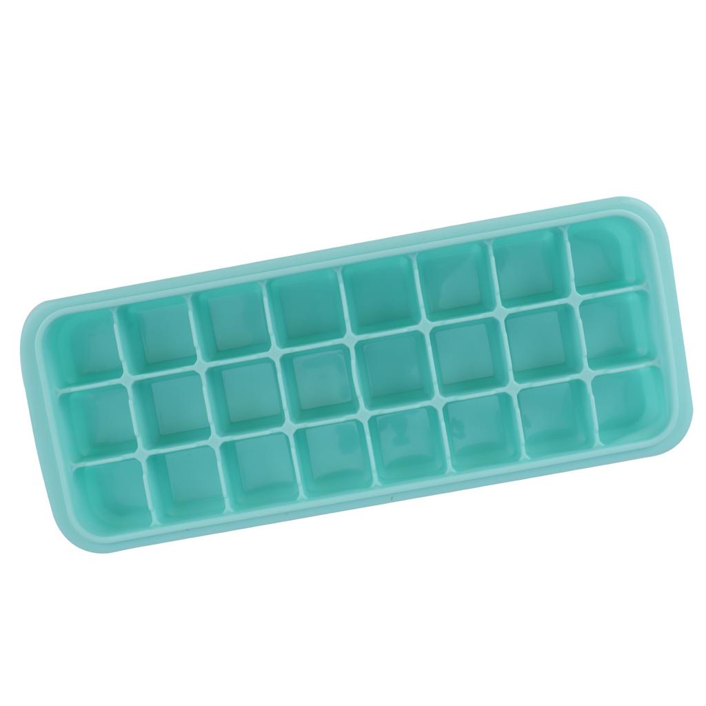 24 Grid Small Cubes Silicone Ice Tray with PP Lid Silicone Ice Mold for Home KitchenGreen