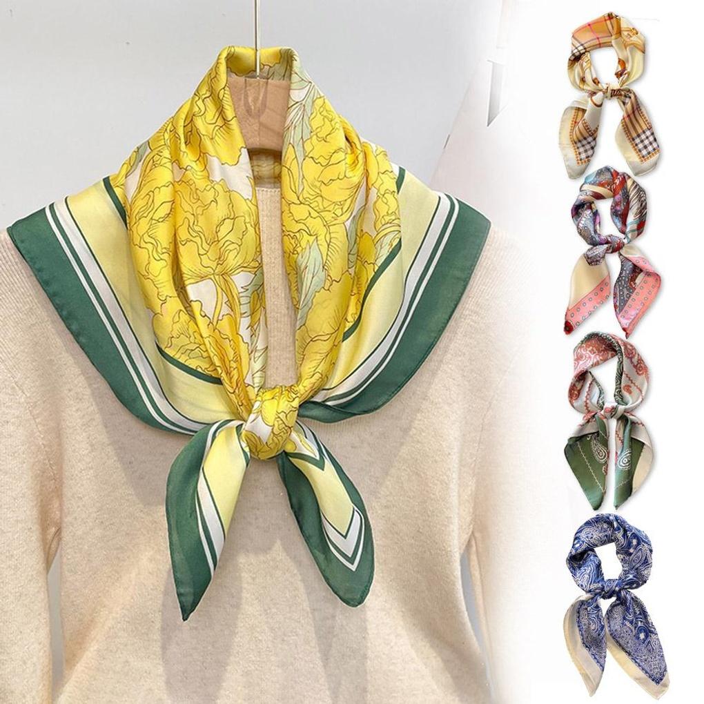 

17 жіночих шовкових квадратних хусток з квадратним візерунком, маленького розміру E-012