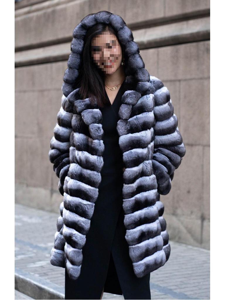 Women's Hooded Imitation Mink Fur Winter Coat – Thick, Warm, Casual Mid-Length Windbreaker