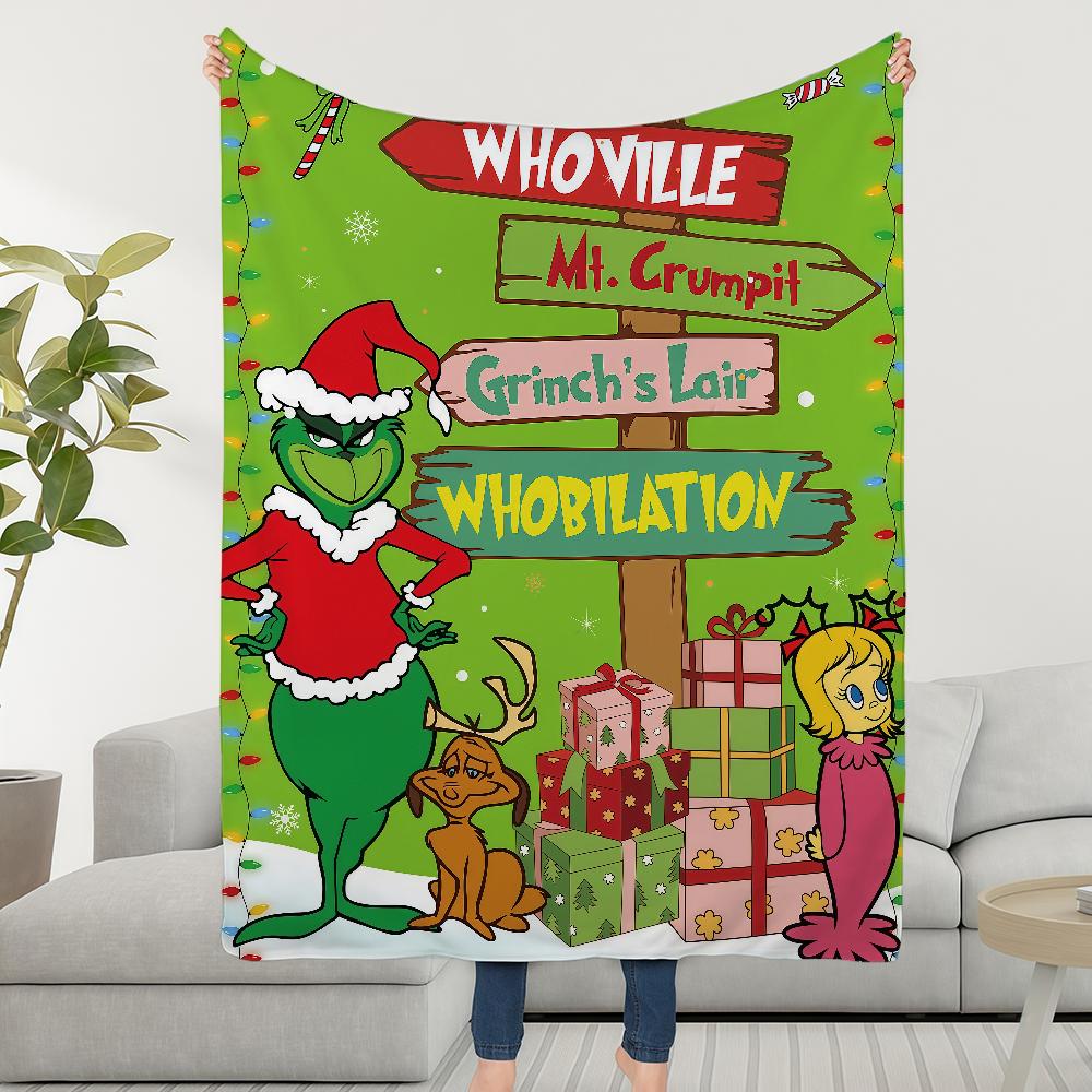 Blanket Throw Film Super Cosy Plush Living Room Christmas G-GrinchS Sofa Couch Childish Birthday The Gifts