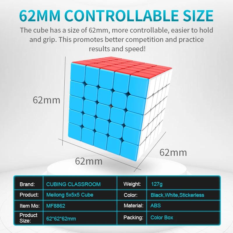 Cubo Mágico Profesional MoYu Meilong 5x5x5 para el Aula Sin Pegatinas 5 Capas Cubo de Velocidad Cubo Rompecabezas Juguetes Fidget Para Niñosregalos