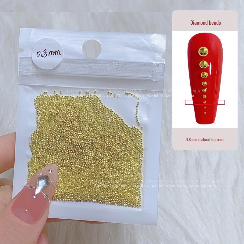 

Gold and Silver Steel Beads for DIY Nail Art, Mini 0.4MM, Round Beads in Large and Small Sizes