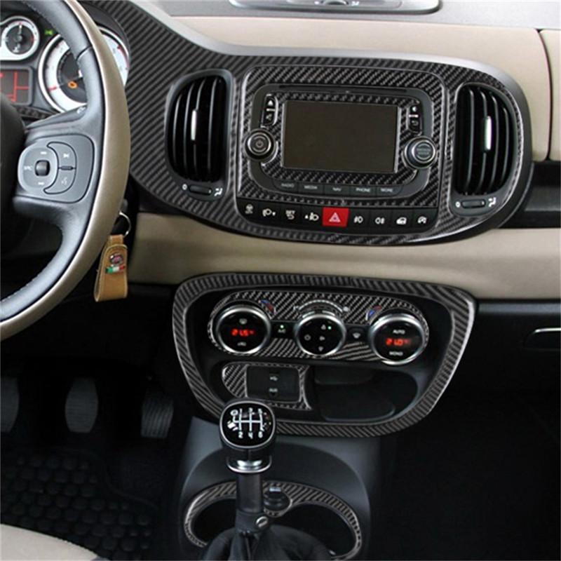 

Carbon Fiber Auto Console Center Gps Navigation Panel Cover Trim Frame Car Sticke For Fiat 500L 2014-2017 Car Accessories чорний