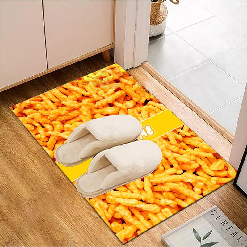 1PC Custom Name "Cheese Puffs Delight" Theme Floor Mat Ideal for Living Room, Game Rooms, Office, Bedroom, Floor Mat Playful Design