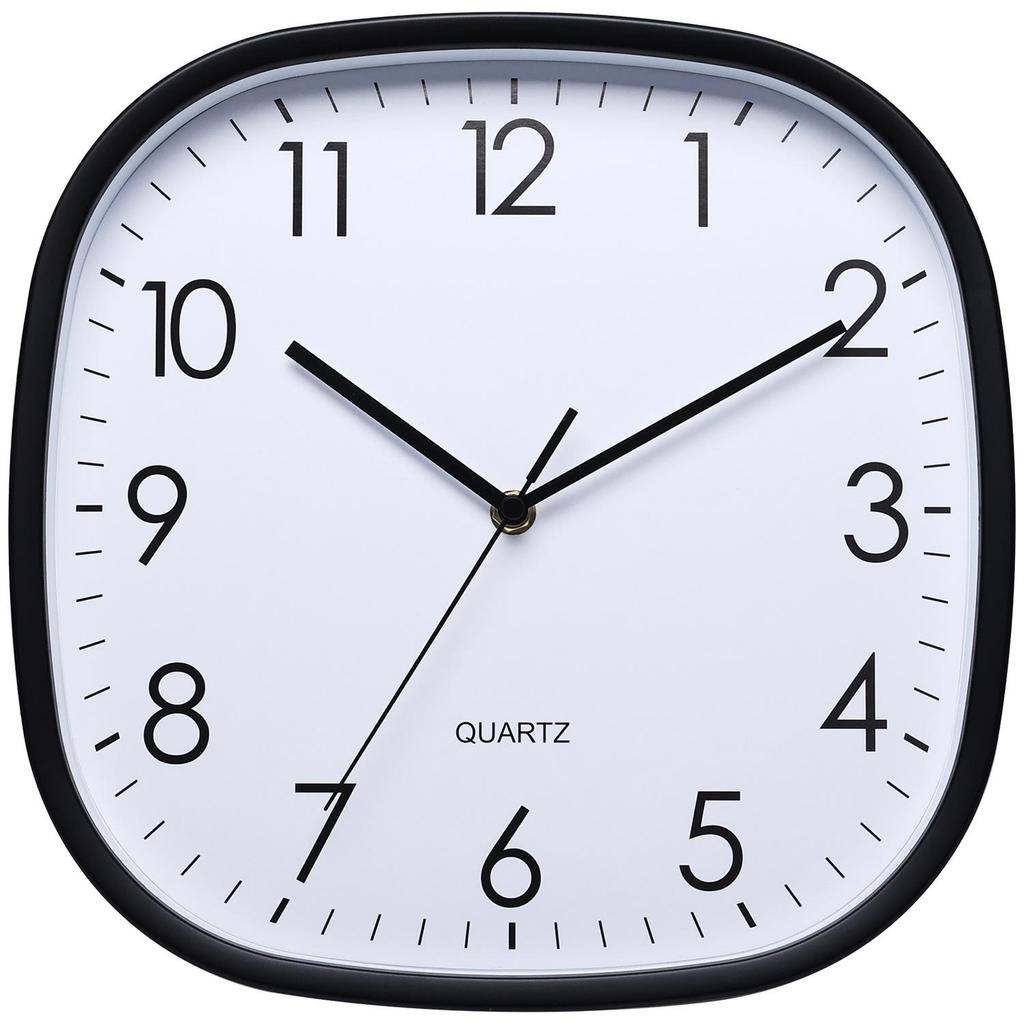 Luminous 12-Inch Silent Wall Clock with Rounded Corners for Living Room