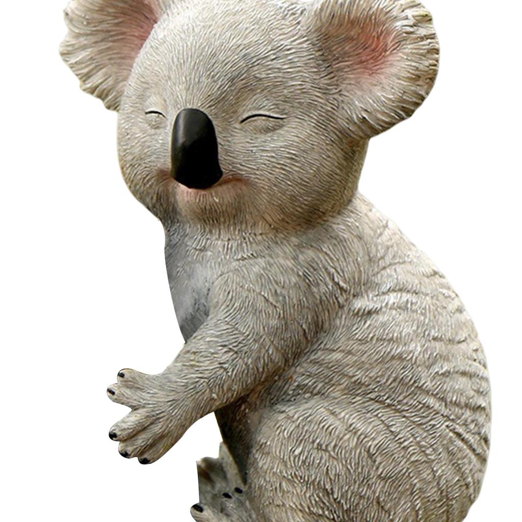 Statua Koala Creativa in Resina per Esterno Prato Giardino Animale Statuetta per Giardino delle Fate Paesaggio in Miniatura Ornamento Cortile Posteriore Scrivania