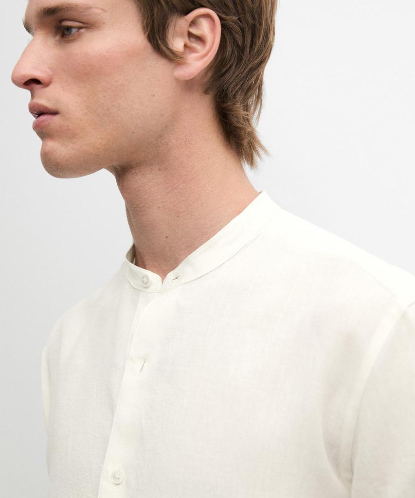 Masimodutti 100% Linen Stand Collar Shirt