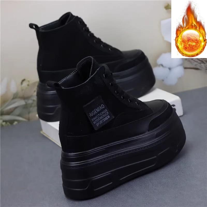 

Мода 12СМ Осень Новые Женские дерма Спортивные Кроссовки Обувь с высоким верхом Женские Вулканизированные Женские Повседневные Обувь для ходьбы Ботильоны Дамы 37