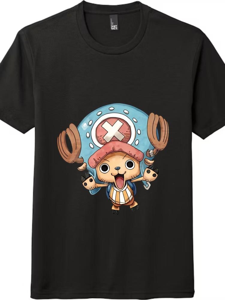 

One Piece Chopper Cute Cartoon Unisex T - Shirt, Black and White Tee XL