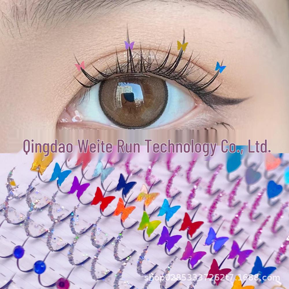 

Silver Glitter Butterfly Diamond Fairy False Eyelashes for Festivals 14mm