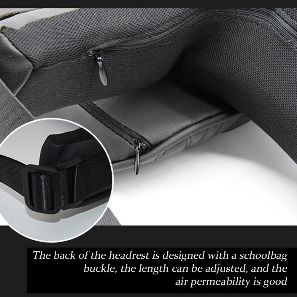 HOT Car Neck Pillow PU Leather Lumbar Waist Support for Seat Memory Backrest Headrest Cushion Auto Gadget Accesorios Interior