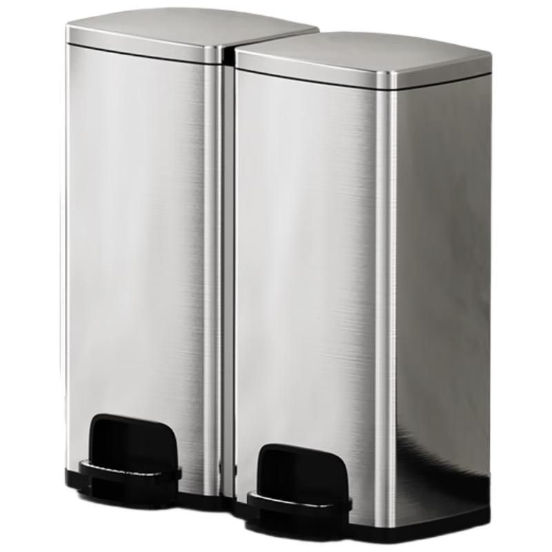 Jinke Stainless Steel Foot Pedal Commercial Trash Can 2x30L