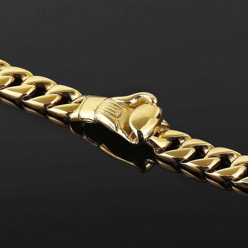 Punk-Style Men's 316L Stainless Steel Cuban Chain Bracelet with Boxing Glove Charm