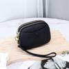 Women's Hand-held Change Purse Large-capacity Double-zipper Loose Money Lipstick Key Storage Bag First-layer Cowhide