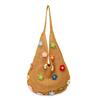 Large capacity hollow knitted bag, fashionable and trendy commuting tote bag, yarn knitted vacation beach bag, single shoulder crossbody bag