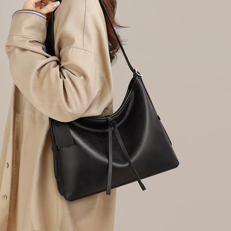 

Tote bag new women s bag leather hobo shoulder armpit bag large capacity commuter messenger bag чёрный
