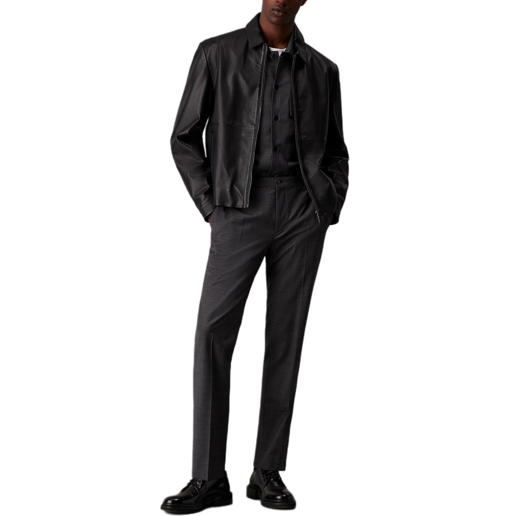 

Calvin Klein Карман на талии с логотипом, однотонная кожаная куртка с длинным рукавом, мужская куртка, черная K10K113014-BEH L