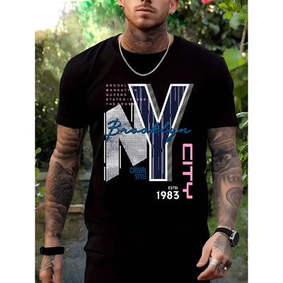 Taglie europee Uomo Maglietta Nera: T-shirt Vibes di Brooklyn, NY