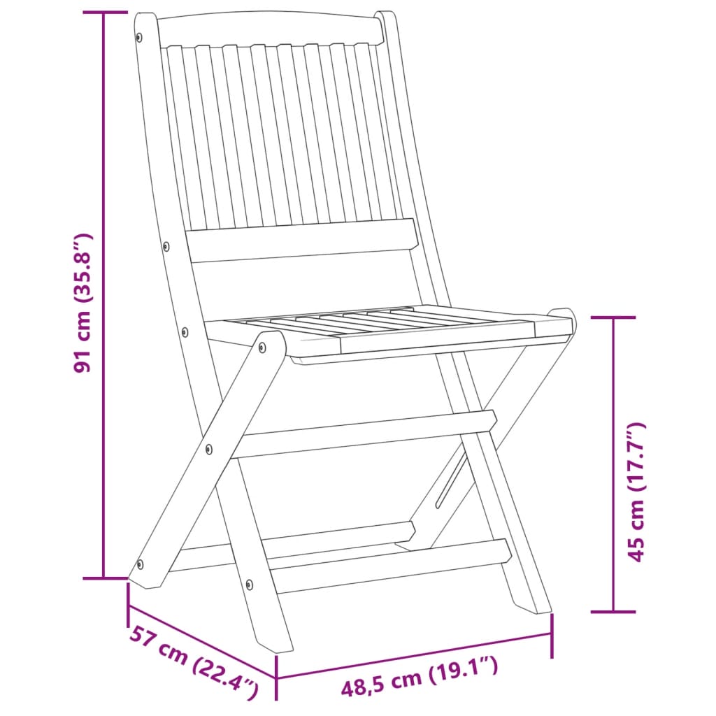 5 Piece Foldable Garden Dining Set Solid Acacia Wood