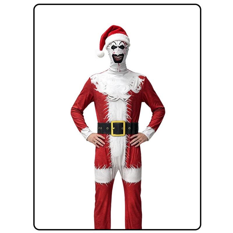 Terrifier 3 Clown Cosplay Costume, Adult Horror Tight Jumpsuit for Halloween & Christmas